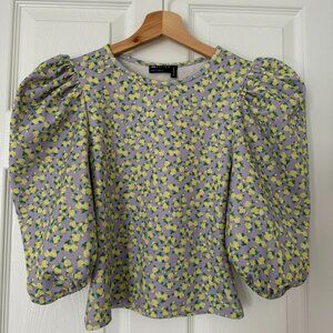 Asos design puff sleeves floral blouse crop top lavender cottagecore spring flow
